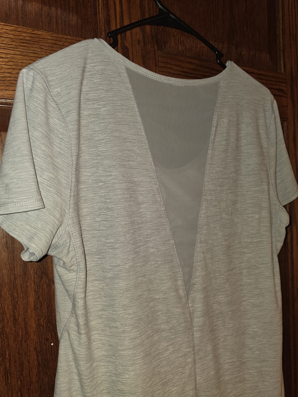 Old Navy Active Light Gray Short Sleeve Top with V-Back Mesh Panel